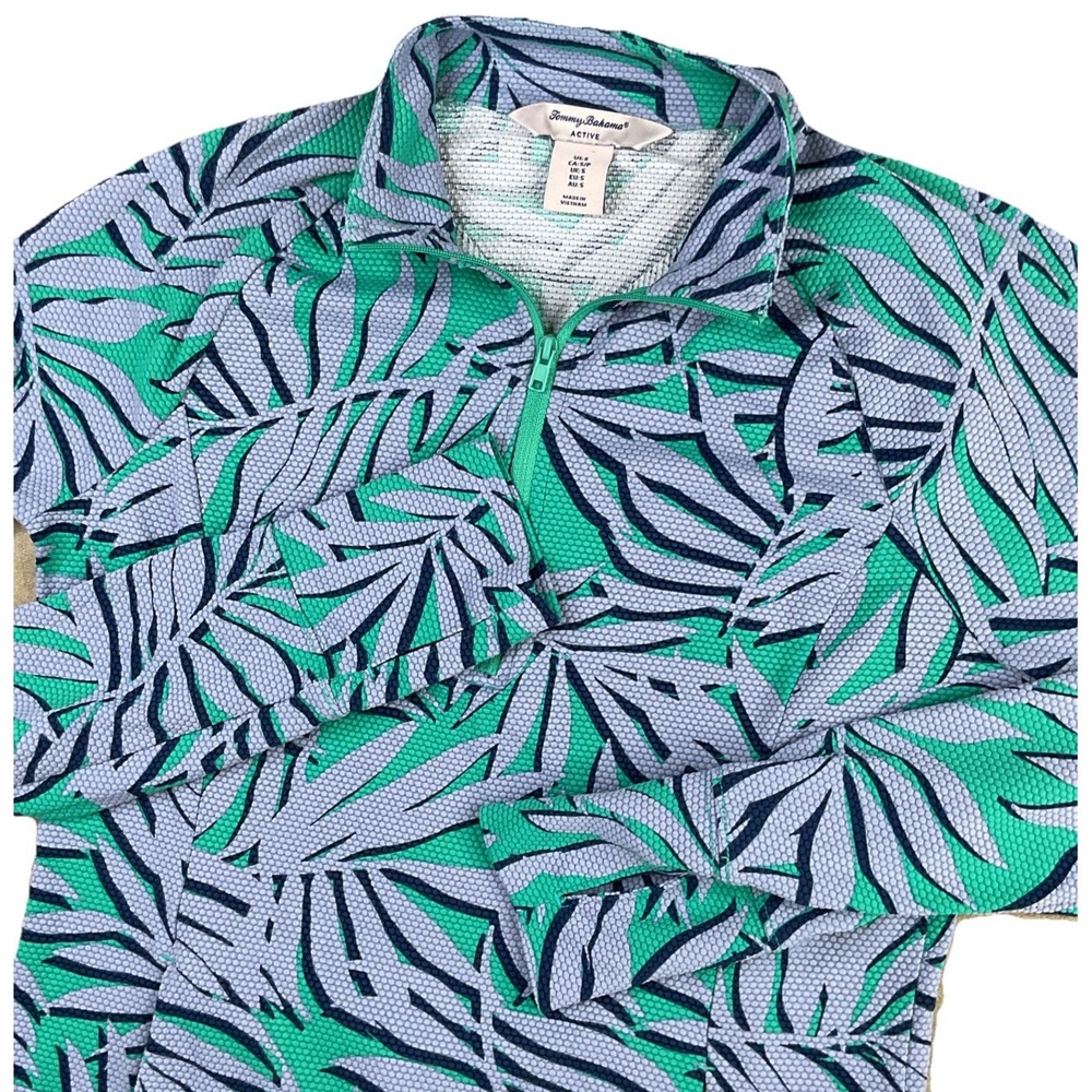 Tommy Bahama Womens Pullover Top Sz S Tropical‎ 1/4 Zip Golf Long Sleeve Shirt